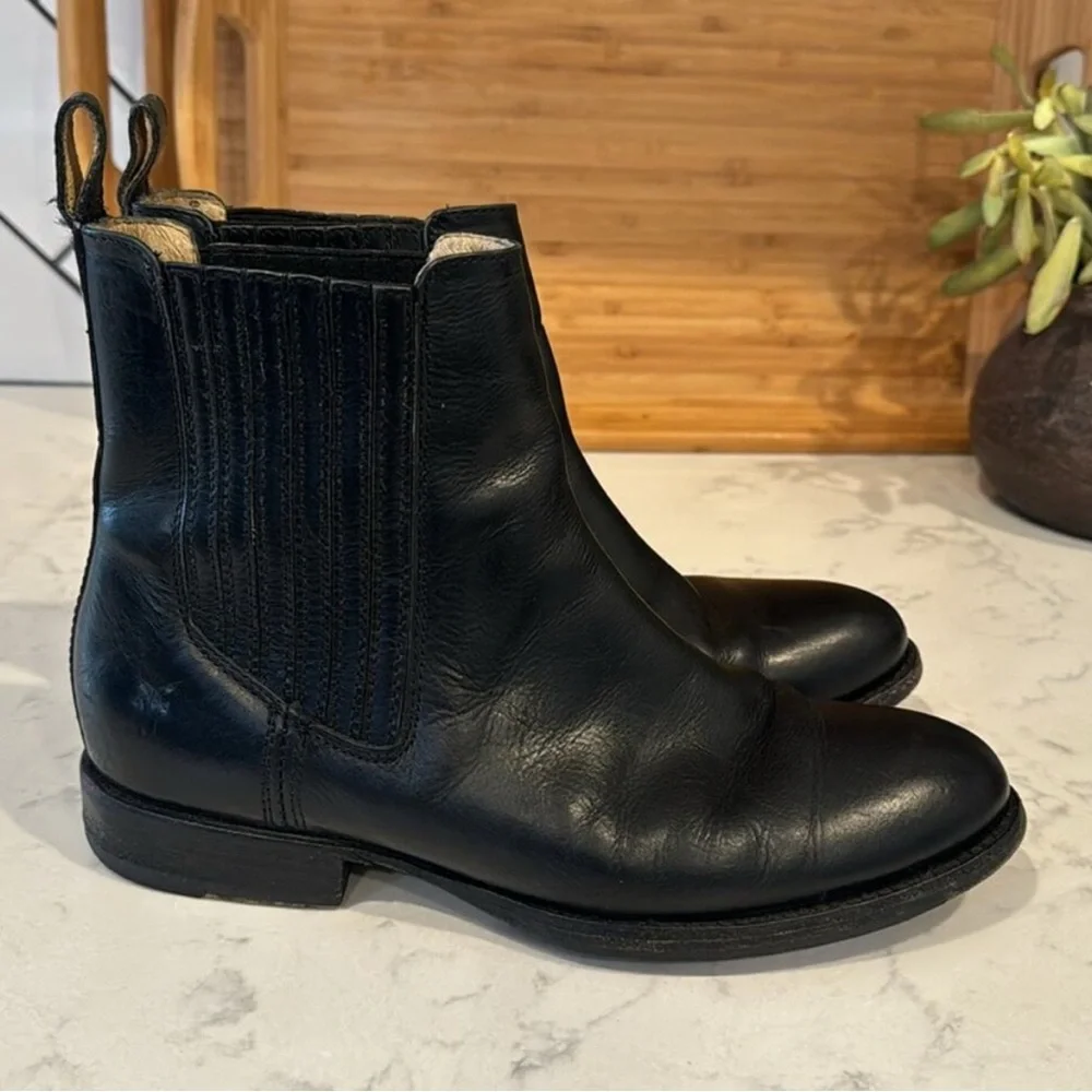 Frye Black Leather Chelsea Ankle Booties